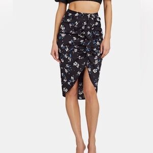 Veronica Beard Black Floral Ruched Skirt